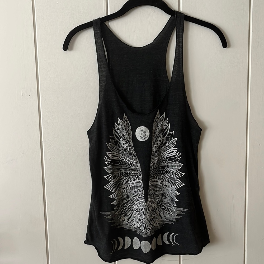 Owl & Moon Dark Gray Tank Top